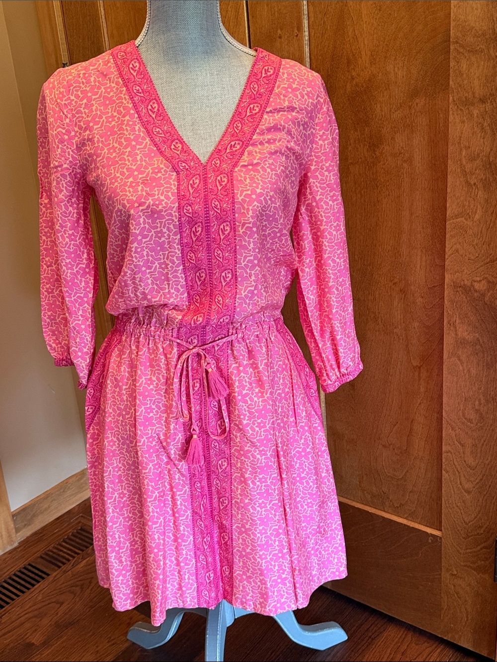 Vineyard Vines Pink Printed Tie-Waist Mini Dress sz 0